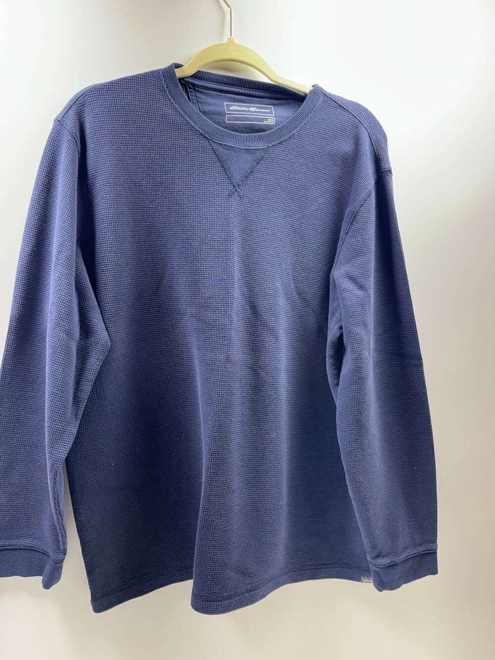 Eddie Bauer Men’s Thermal Henley Sz Large Blue Waffle Knit Long Sleeve Gorpcore